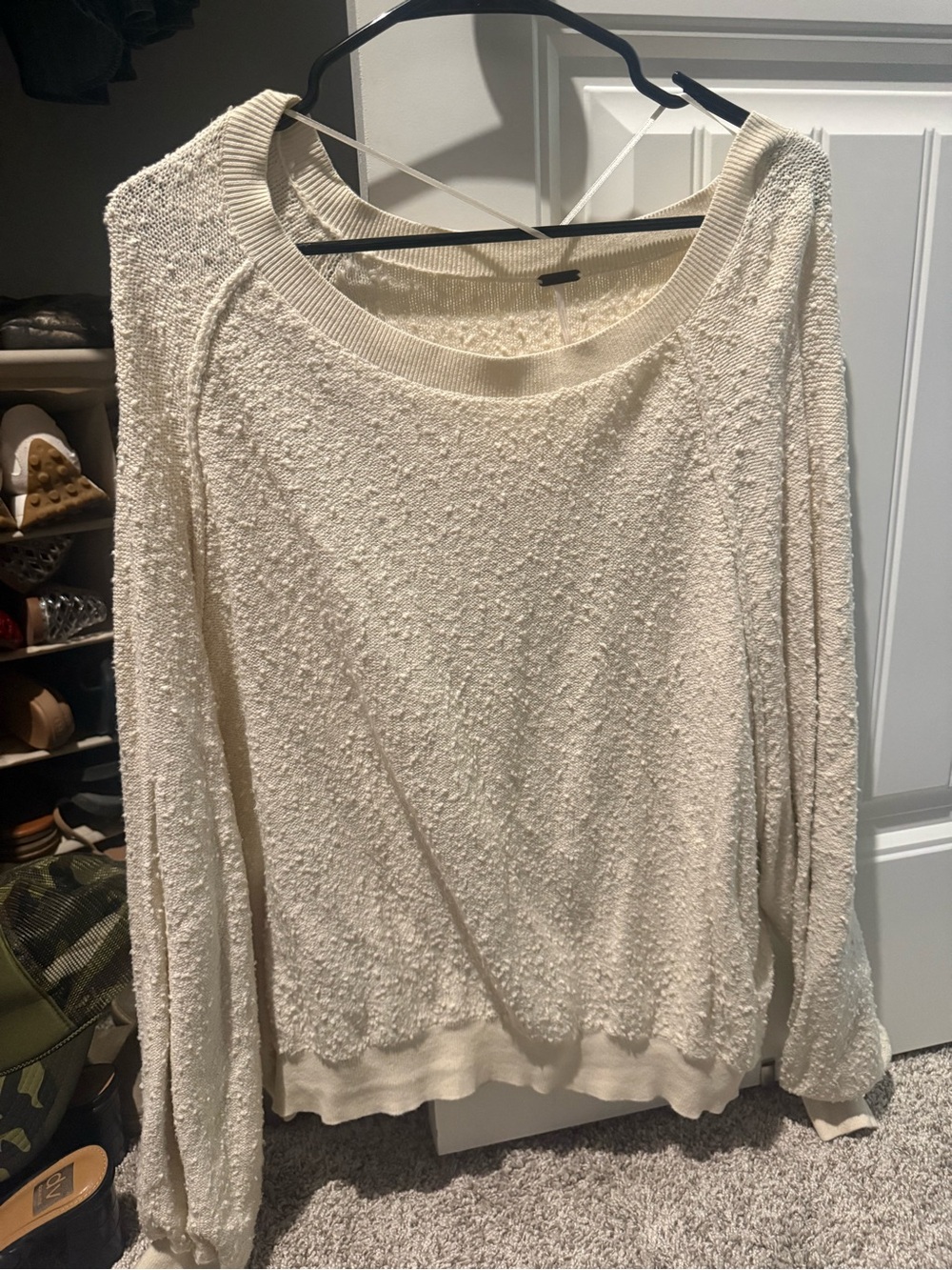 FREE PEOPLE - Cream Textured Pullover Sweater